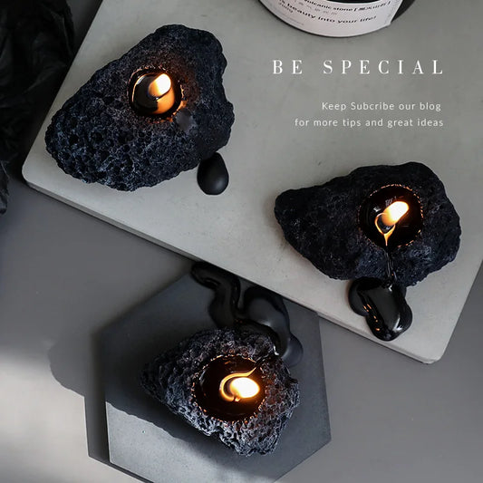 Creative Cool Simulation Meteorite Aroma Candle Modern Home Desktop Decorative Ornament Black Stone Aroma Candle Birthday Gifts