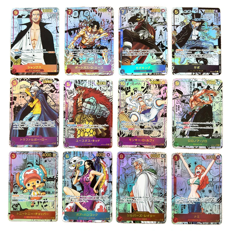 Anime One Piece Japanese English Version OPCG Comics Replica Zoro Shanks Nika Luffy Rayleigh Nami Game Anime Collection Cards