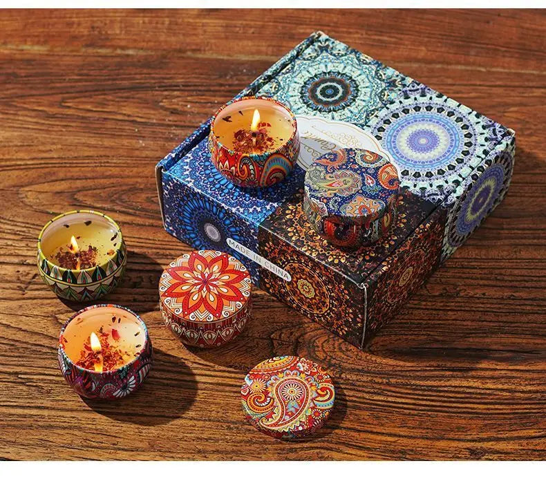 Ethnic Dried Flower Aromatherapy Candle Home Living Room Sleep Aid Bedroom Aromatherapy Candle Gift Box Wedding Companion Gift