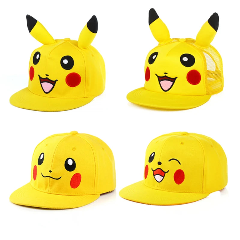 Anime Figure Pokemon Baseball Cap Pikachu Hat Adjustable Pokemon Cosplay Hip Hop Cartoon Hats Boy Girl Kids Birthday Gift