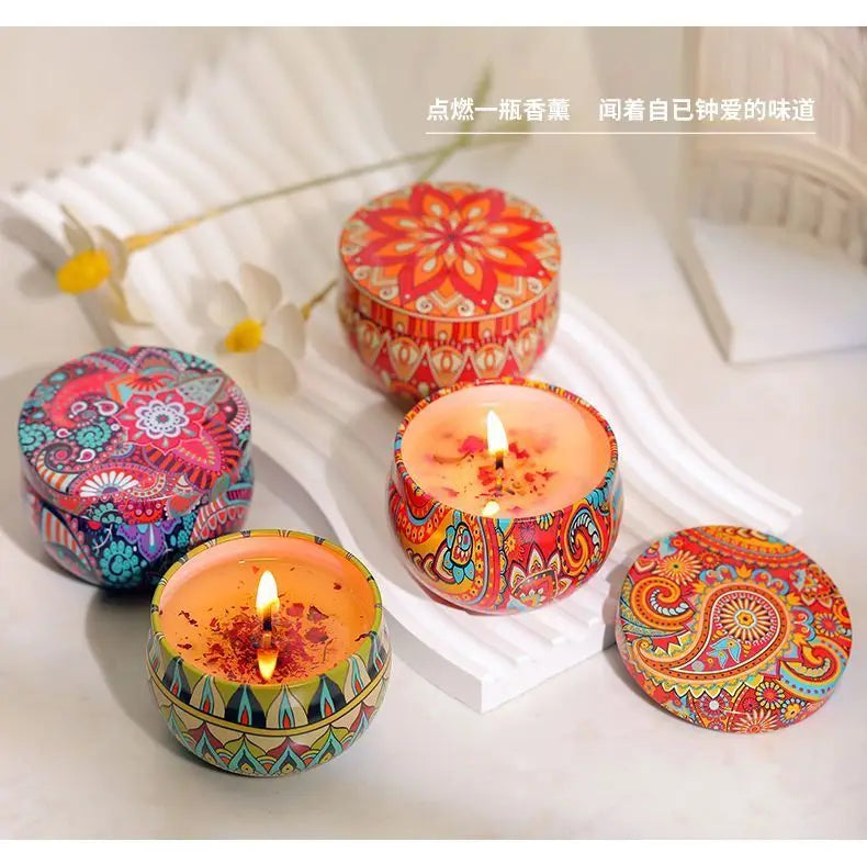 Ethnic Dried Flower Aromatherapy Candle Home Living Room Sleep Aid Bedroom Aromatherapy Candle Gift Box Wedding Companion Gift