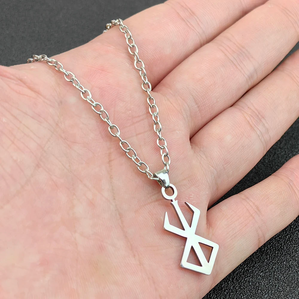 Berserker Rune Symbol Necklace Nordic Logo Steel Emblem Norse Amulet Talisman Sign Necklace Jewelry