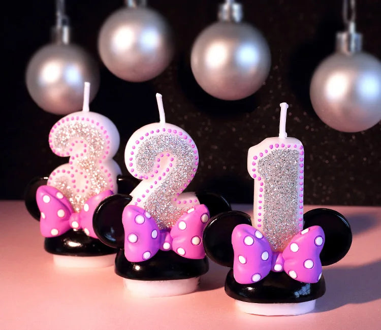 Birthday Gift  Cartoon Minnie Candles for Children Birthday Party Number 0 - 9 Cake Topper Decorations Safe Smokeless 1pcs/lot