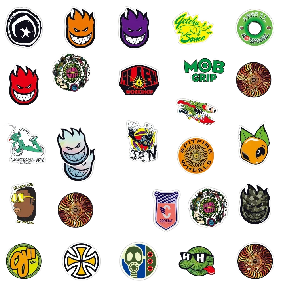 10/30/50/100pcs NEW cool skateboard fashion Stickers For Suitcase Laptop Luggage Fridge Phone Car Styling DIY Decal