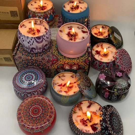 Ethnic Dried Flower Aromatherapy Candle Home Living Room Sleep Aid Bedroom Aromatherapy Candle Gift Box Wedding Companion Gift