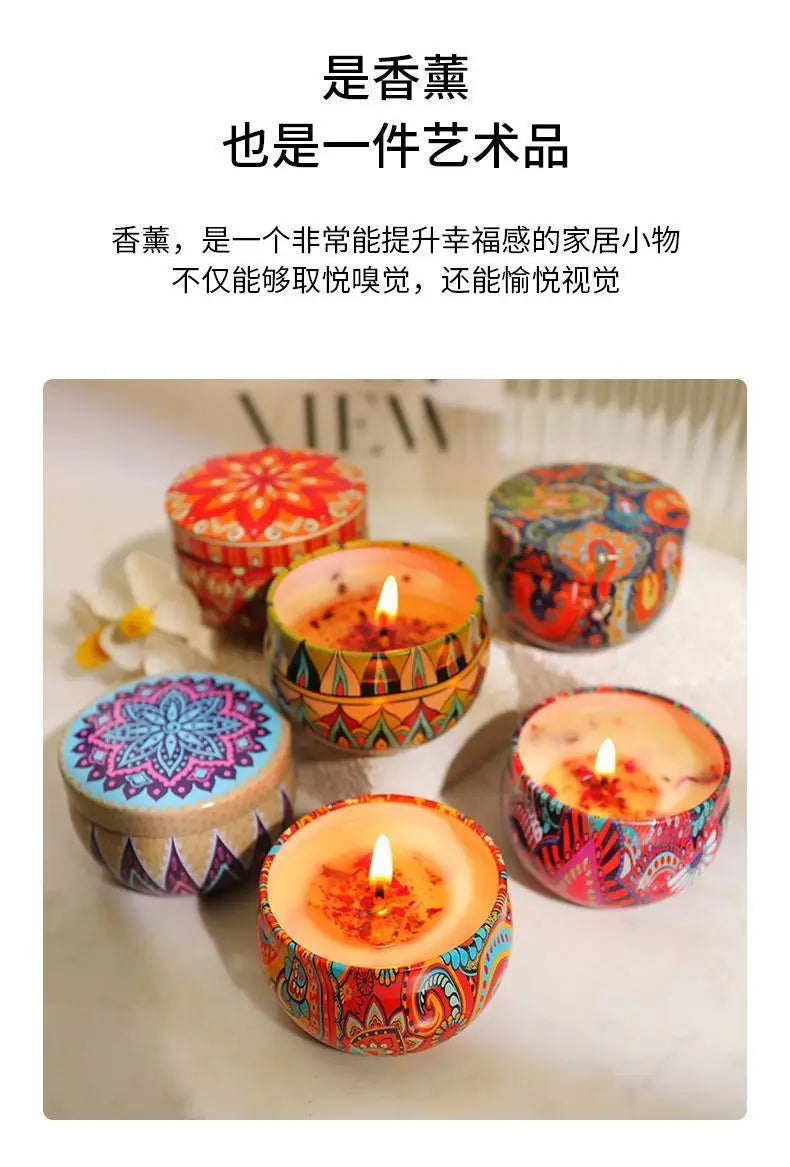 Ethnic Dried Flower Aromatherapy Candle Home Living Room Sleep Aid Bedroom Aromatherapy Candle Gift Box Wedding Companion Gift