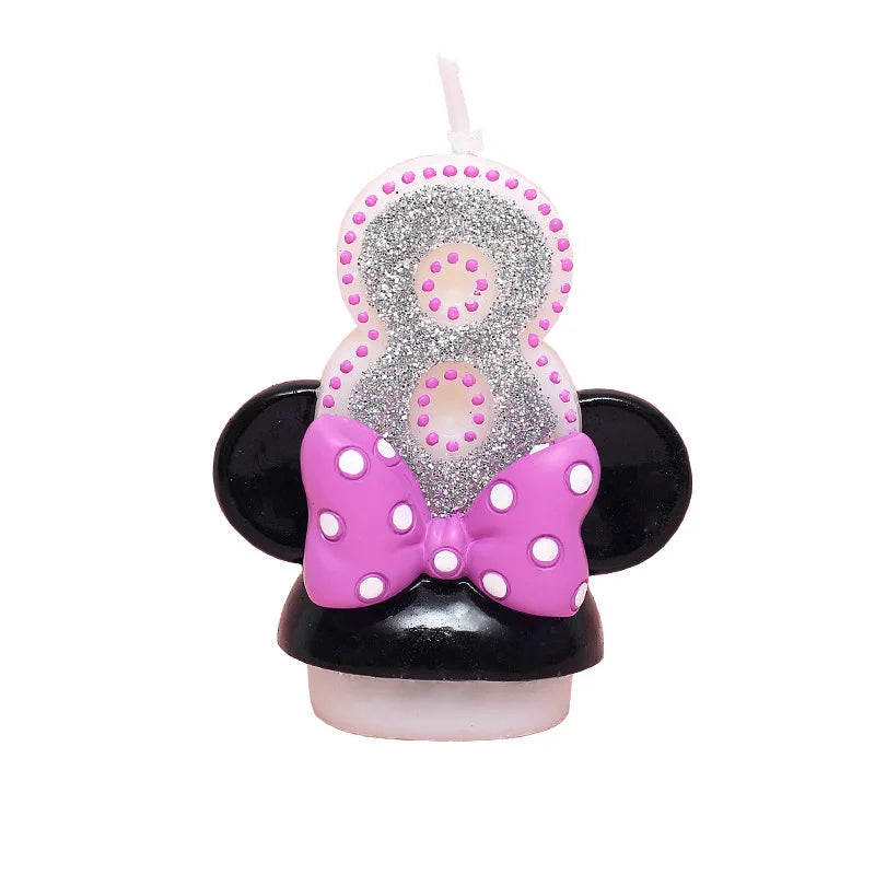 Birthday Gift  Cartoon Minnie Candles for Children Birthday Party Number 0 - 9 Cake Topper Decorations Safe Smokeless 1pcs/lot