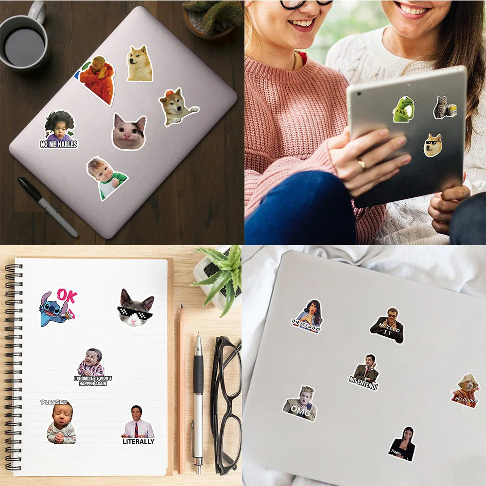 50/100pcs Funny Meme Graffiti Stickers Vinyl Waterproof for Laptop Phone Case Notebook Water Bottle Toy  DIY Decor Sticker Toys